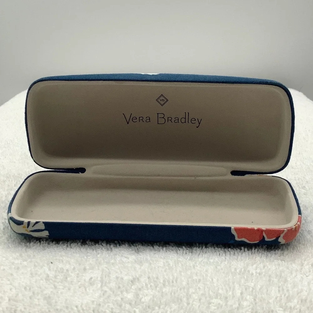 Vera Bradley Navy Blue Tropical Floral Hard‎ Shell Eyeglass Case Clamshell